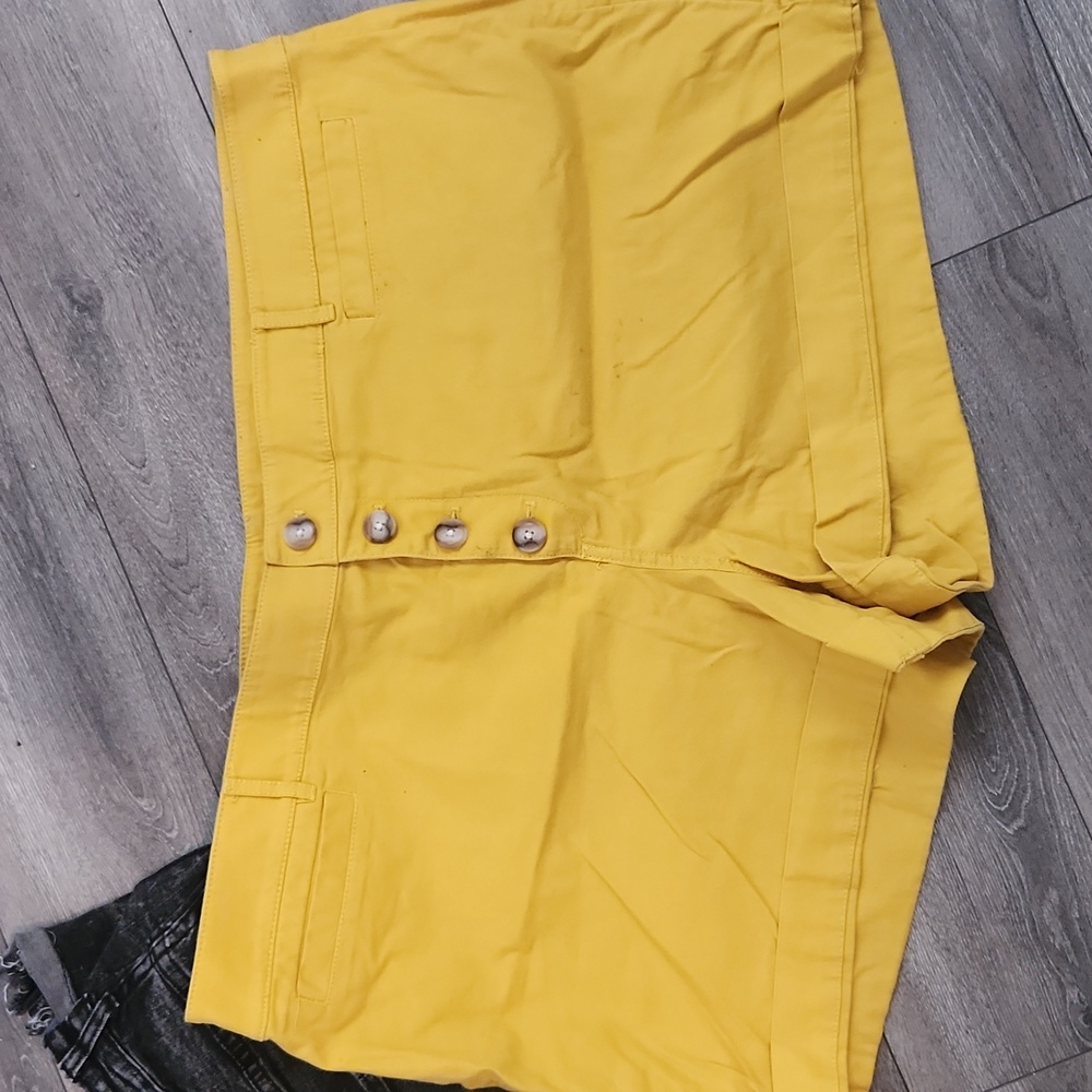 Button Fly Yellow Summer Shorts